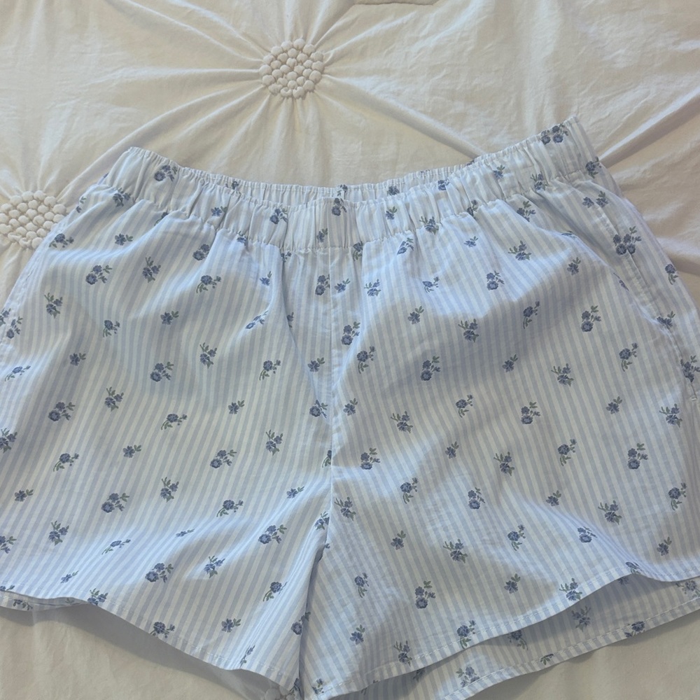 Hollister Blue and White Striped Women's Shorts